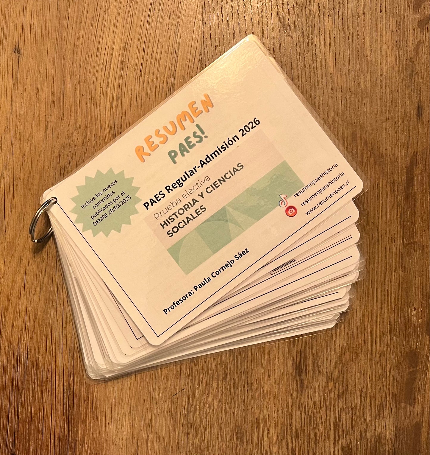 Resumen en formato tarjetas plastificadas. ACTUALIZADO PAES REGULAR