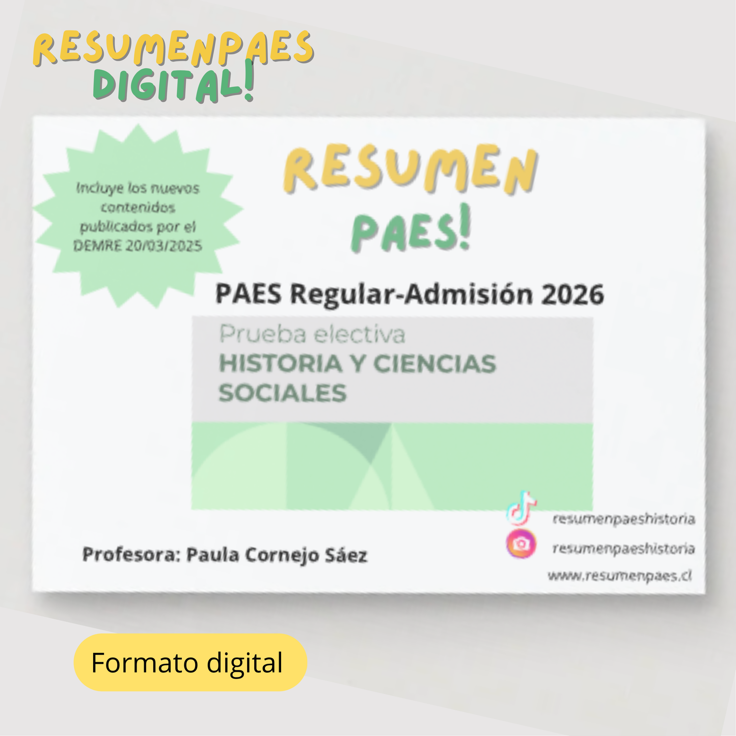 Resumen Digital. ACTUALIZADO PAES REGULAR
